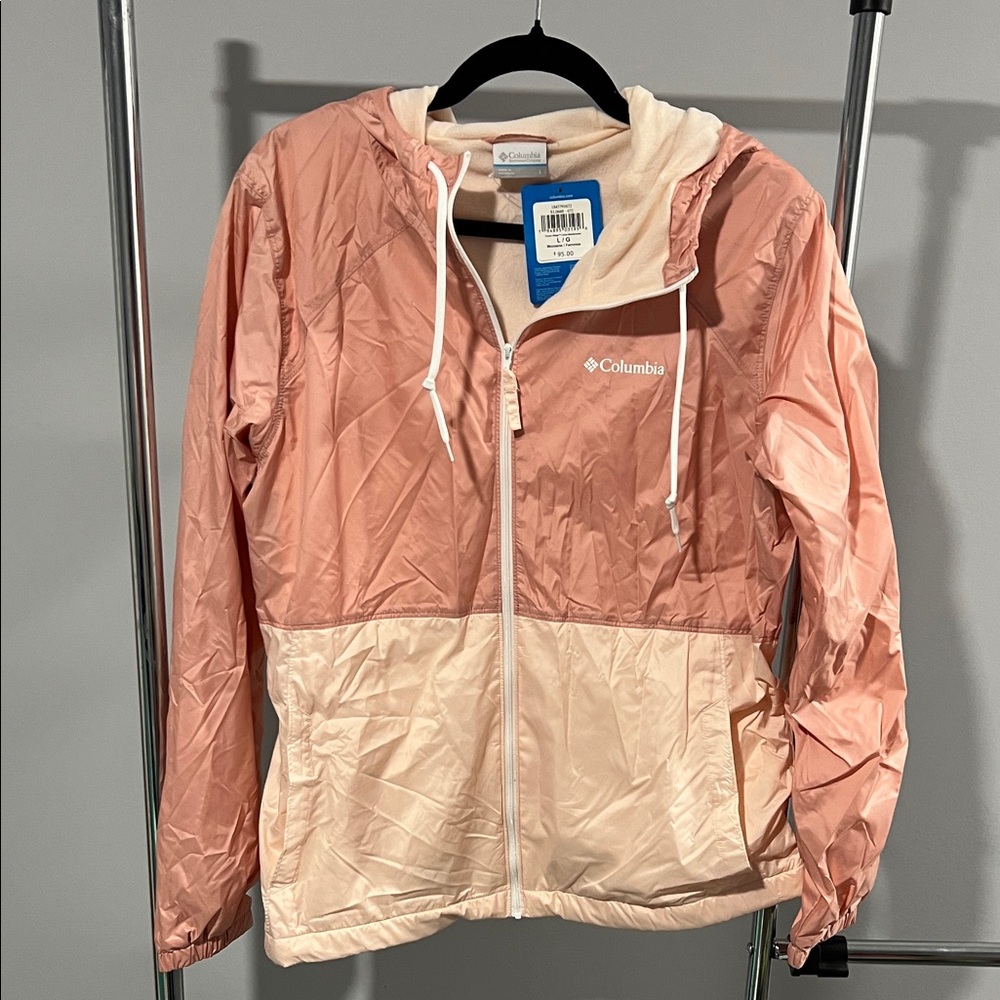 Columbia Two-Tone Pink and Cream Windbreaker
